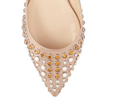 Jimmy Choo nude flat slingback shoes with studs