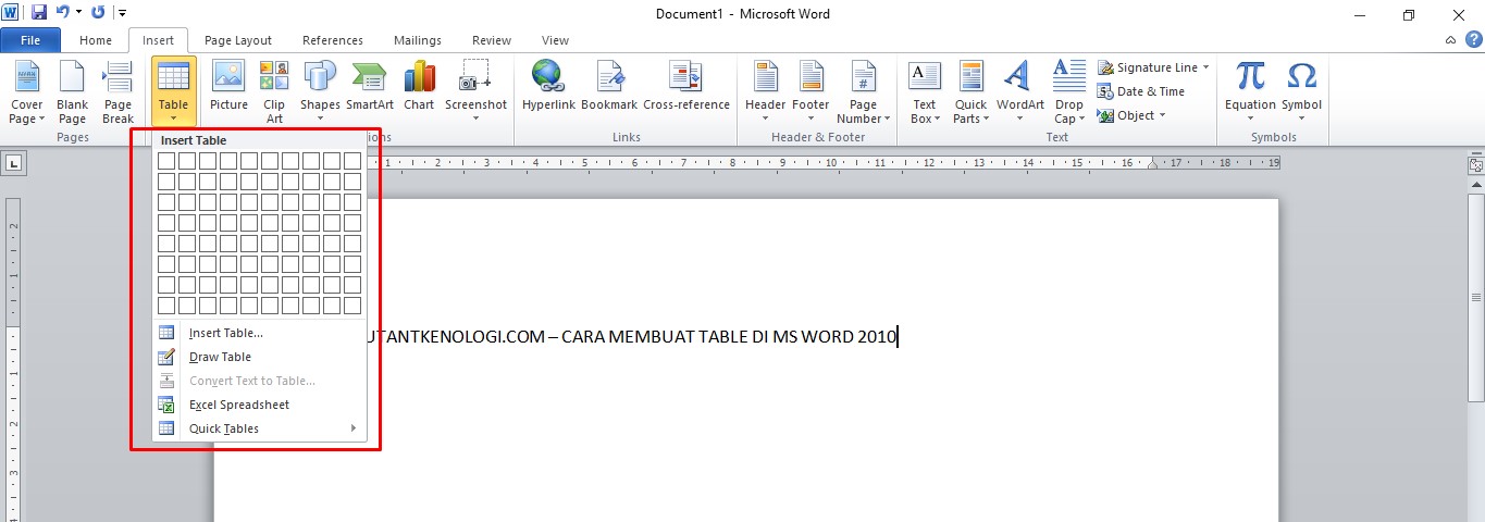 Cara Membuat Tabel Di Microsoft Word 2010 Termudah