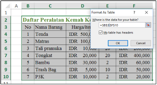 Dialog Format as Table