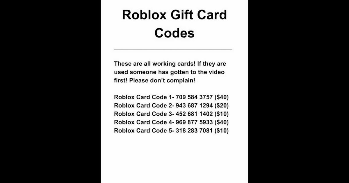 100% Working Roblox Gift Card Codes 2020