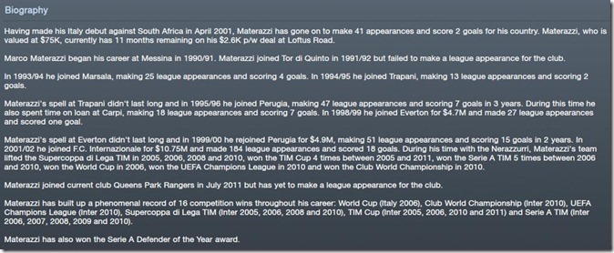 Biography of Materazzi