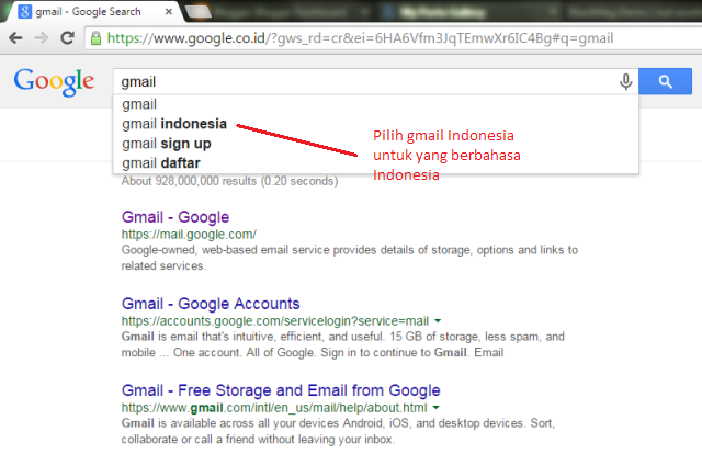 Pemilihan Halaman Gmail Indonesia