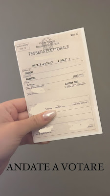 Valentina Ferragni tessera elettorale oggi 25 settembre votazione