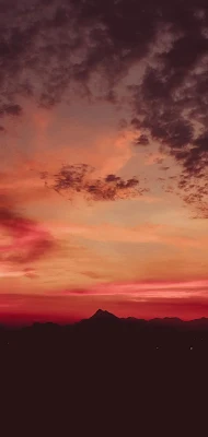 Sky, Sunset, Red, Mountain, Silhouette, Dark, Clouds