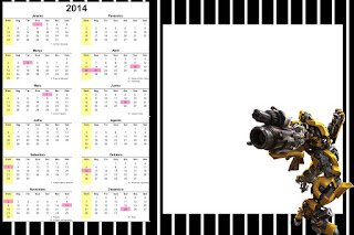 Calendario 2014 para imprimir gratis de Transformers.