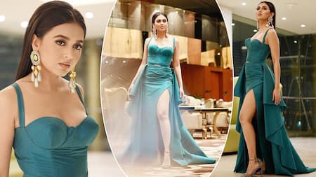 Tejasswi Prakash Makes Jaws Drop in a Teal-Coloured Floor-sweeping gown- See Drool-Worthy PICS