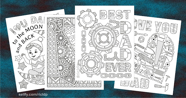 flat type Fathers Day Coloring cards