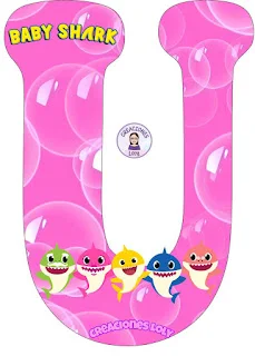 Abecedario con Burbujas en Rosa y Baby Shark.