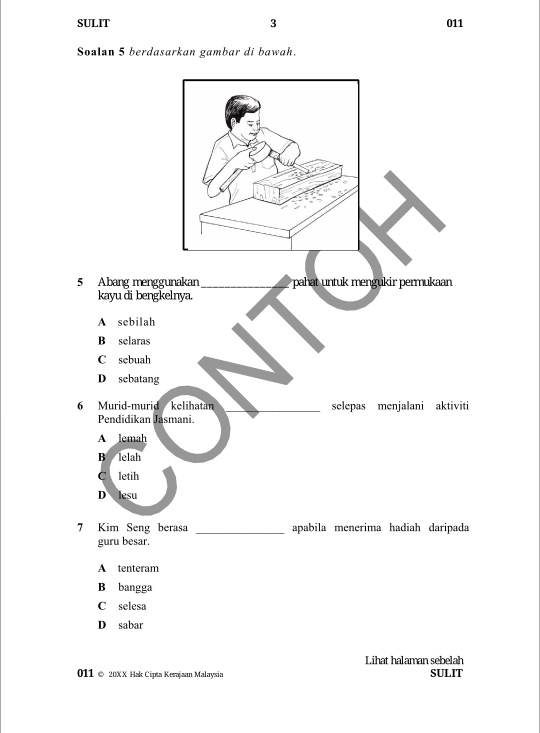 LAMAN CIKGU BAHRI: CONTOH SOALAN BM 1 UPSR 2016