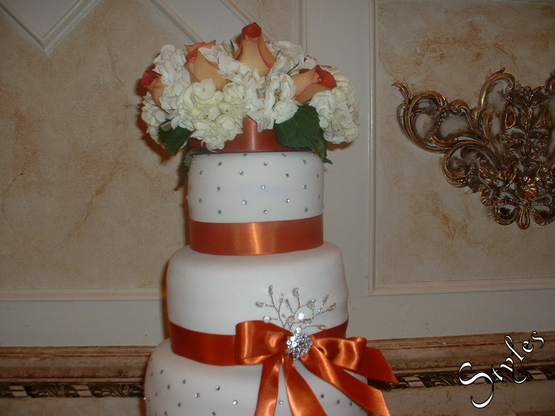 Orange and Bling Bling Wedding Cake Posted by Cakes by Styles at 711 PM
