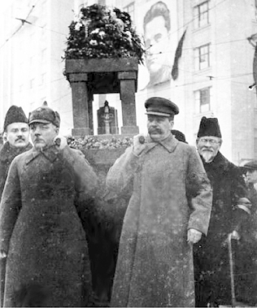 Photograph of Stalin carrying Kirov’s coffin at his funeral in 1934.