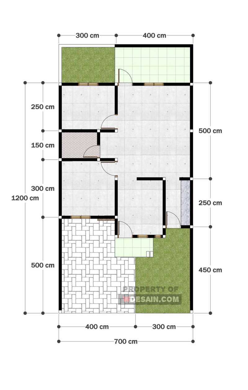 Desain Rumah Ukuran 7x8 2 Kamar Tidur - DESAIN RUMAH MINIMALIS - Denah Rumah 7 X 8 Meter