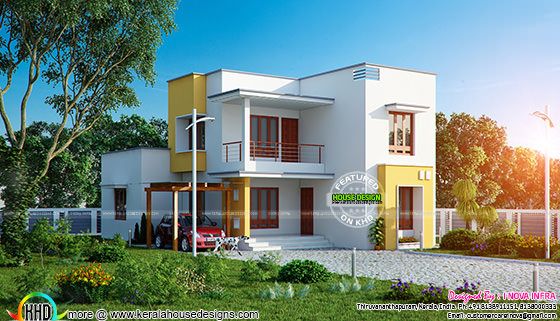 Flat roof 209 sq-m house plan