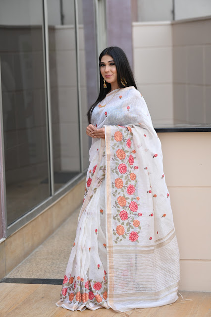 Linen saree