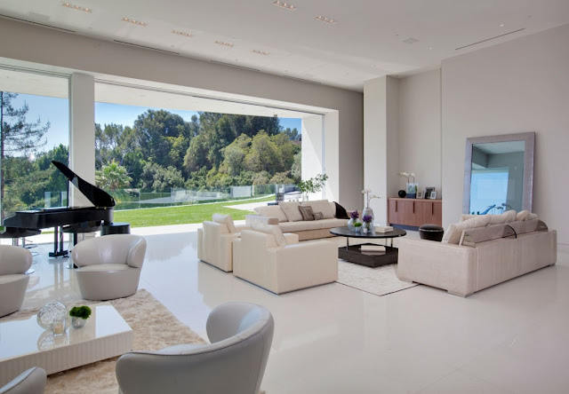 White modern furniture in the living room