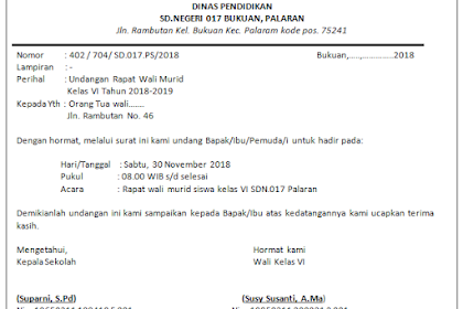 Contoh Surat Undangan Silaturahmi Wali Murid