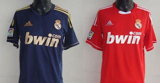 Second and third kit jerseys of Real Madrid 2011-2012