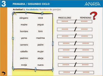 Resultado de imagen de vocabulario nombre de parejas anaya