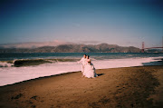 walking on the beach watching this couple get married