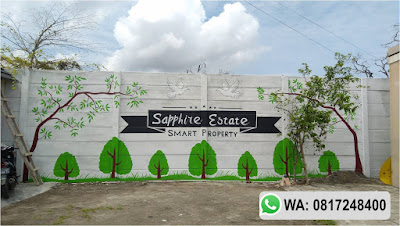 Proses Pengerjaan Lukis Dinding Taman outdoor perum Griya Sapphire Estate Tegal, jasa lukis dinding, lukis taman, jasa desain cafe, jasa lukis papan