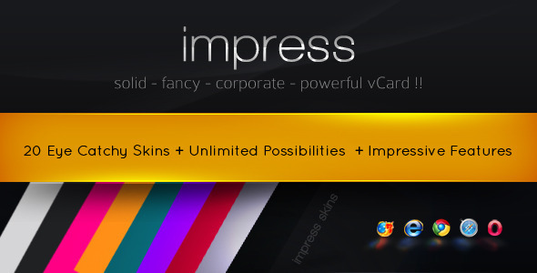 Impress vcard - 20 Skins - Impressive Features - Virtual Business Card Personal