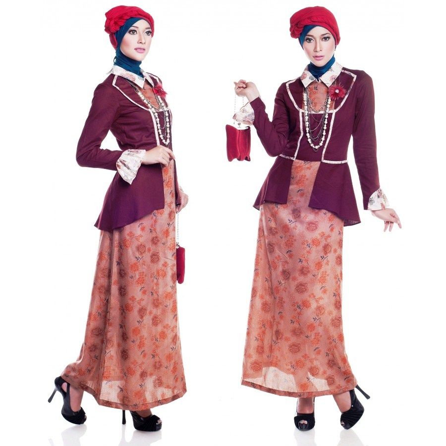 23 Model Baju Gamis Batik Kombinasi Blazer Cantik Dan Terpopuler