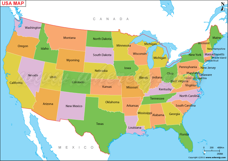 Map Of The United States Of America...