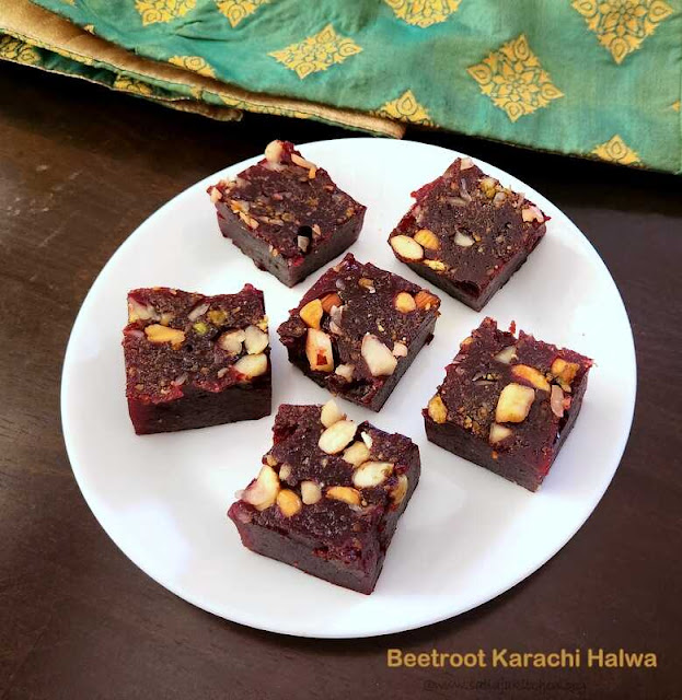 images of Bombay Beetroot Halwa / Beetroot Karachi Halwa / Beetroot Corn flour Halwa Recipe / Easy Halwa Recipe
