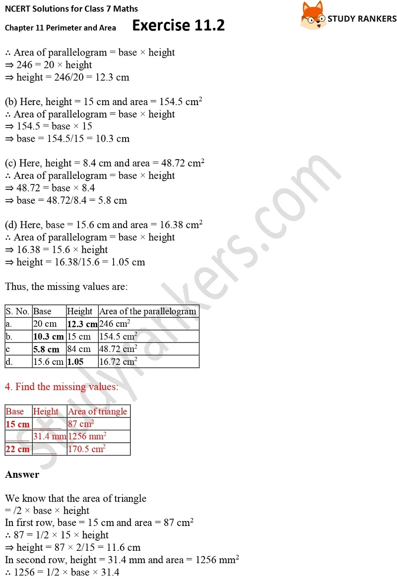 NCERT Solutions for Class 7 Maths Ch 11 Perimeter and Area Exercise 11.2 3