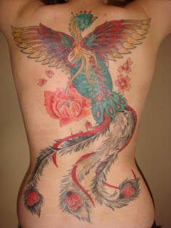 Japanese Phoenix Tattoo Design on Back Body Girl