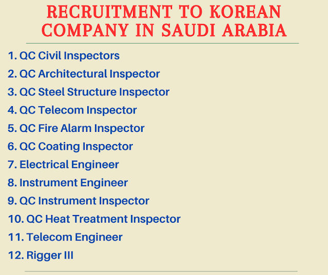 Recruitment to Korean company in Saudi Arabia