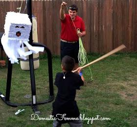 Minecraft Birthday Party Ghast Pinata #Parties #Birthdays #DIY #Character #Characters #Supplies #Idea #Ideas #TNT #Twizzlers #Torches #Chocolate #Dipped #Pretzel #Pretzels #Rods #Rods #Dirt #Brownie #Brownies #Coal #Rice #Krispies #Treats #Krispie #Crispie #Crispies #Zombie #Zombies #Boogers #Booger #Popcorn #Corn #Candy #Stickers #Enderman #Steve #Creeper #Printables #Printable #Cake #Instruction #Instructions #Instuctable #Instructables #Tutorials #Ghost 