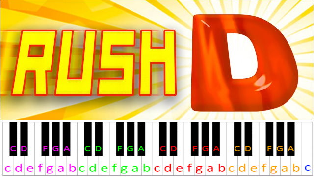 Rush D Piano / Keyboard Easy Letter Notes for Beginners