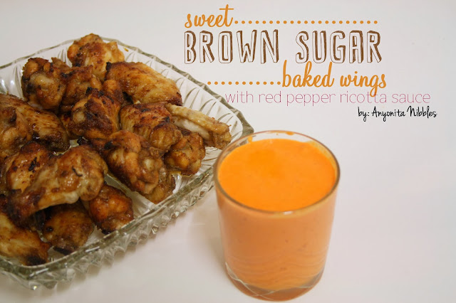 Sweet Brown Sugar Baked Wings with Red Pepper Ricotta Sauce from www.anyonita-nibbles.com Perfect #party #food #yum