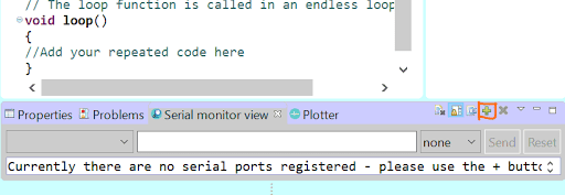 Menu serial monitor view