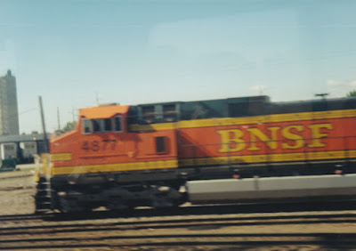 Burlington Northern Santa Fe Dash 9-44CW #4877 at Fargo, North Dakota, on July 31, 1999