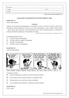 AVALIAÇÃO DIAGNÓSTICA DE PORTUGUÊS – 5º ANO