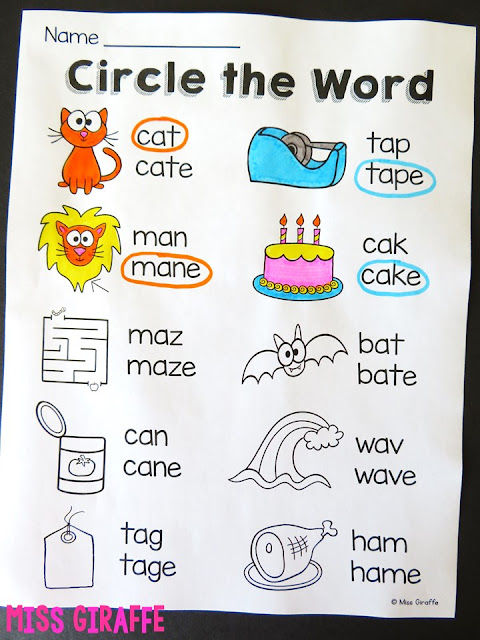 Long a silent e worksheet that is perfect for long and short vowel discrimination practice! So many great ideas to teach reading on this page!