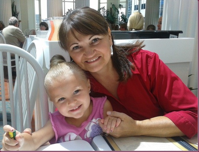 Chloe and Kathy in Garden Restaurant