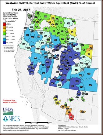 WX - west snowpack map - 25 Feb 2017