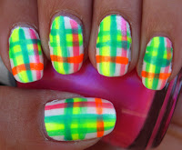 Neon plaid nails