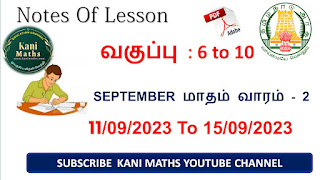 6th/7th/8th/9th/10th Notes of lesson September week - 2 2023-24