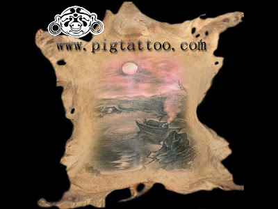 Tattoo design on the pig skin