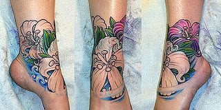 tattoo on feet, flower tattoo