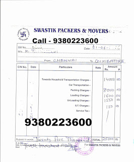 Swastik Movers Packers Bill Format