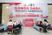 Luar Biasa!!! Donor Darah Untuk Kemanusiaan, Polres Parepare Sumbang 79 Kantong Darah