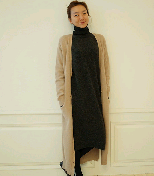 Long Button Knit Cardigan