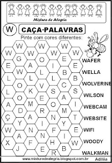 Atividades de alfabetização,caça-palavras