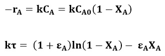 Ecuaciones de la cinética de reacción
