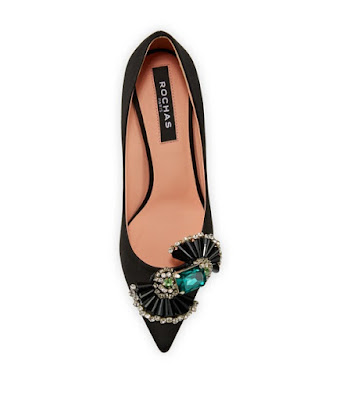 Rochas Embellished Satin Block-Heel Pumps